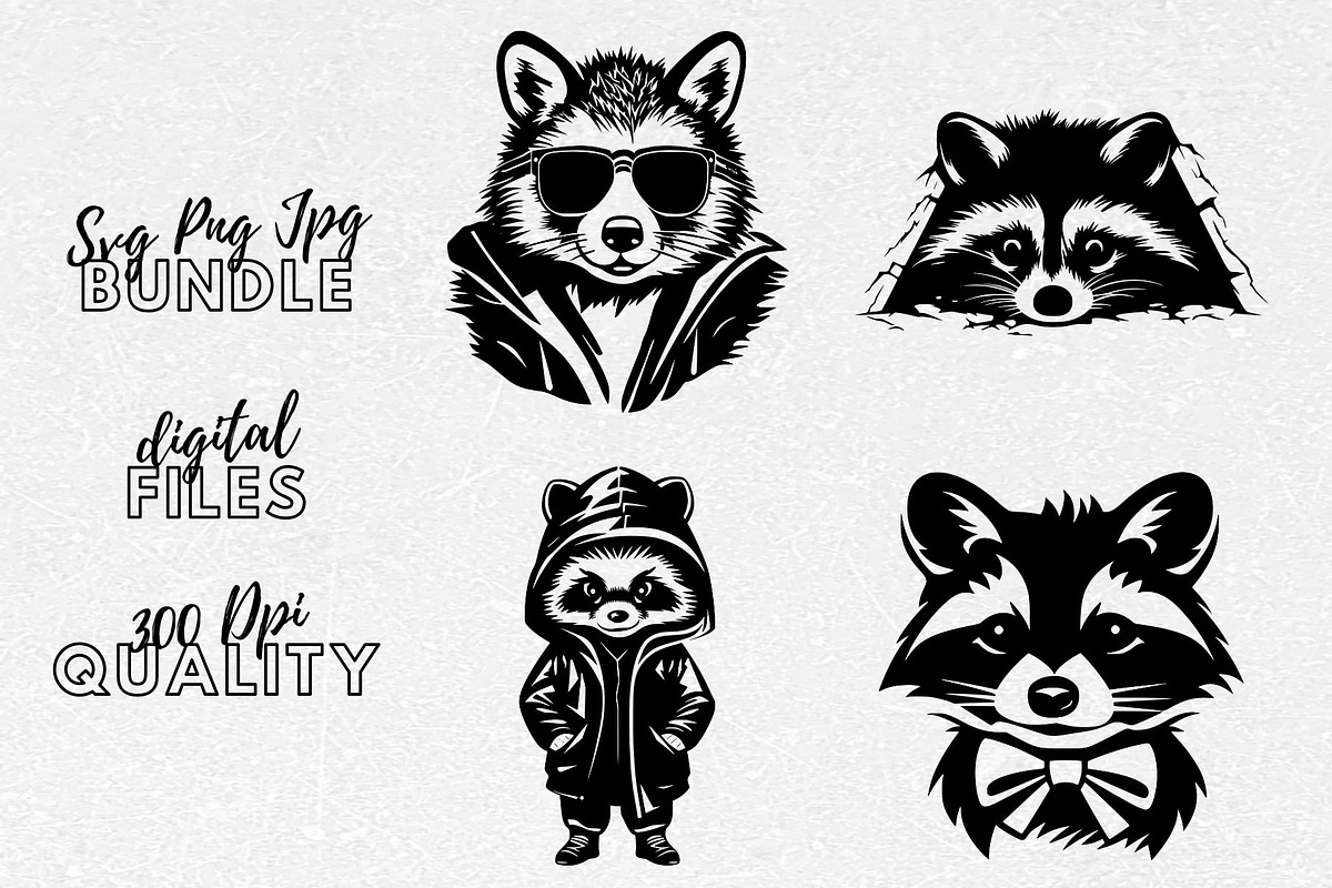 Raccoon SVG Bundle - Raccoon Clipart, an Animal Illustration by YouniqueArtwork (Photo 1 of 5)
