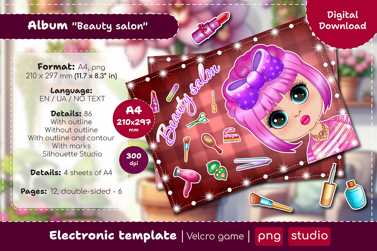 Velcro game for girls Beauty salon, a Brochure Template by MYAFKA (Photo 1 of 5)