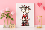 Whimsical Valentine Animals Clipart, an Illustration by Canvas Craft (Thumbnail 5 of 6)