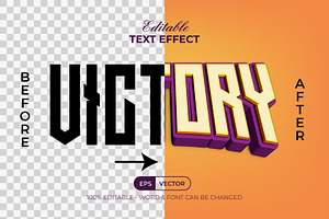 Victory 3D Curved Text Effect Style