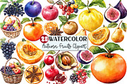 Watercolor Autumn Fruits Clipart, an Illustration by Rose Art (Thumbnail 1 of 7)