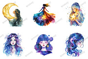 Galaxy Girls Celestial Woman Clipart, an Illustration by designcity5 (Thumbnail 2 of 5)