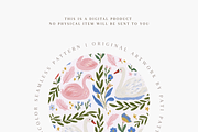 Swan and Floral Seamless Pattern, a Pattern Graphic by Pati Charm Studio (Thumbnail 4 of 6)