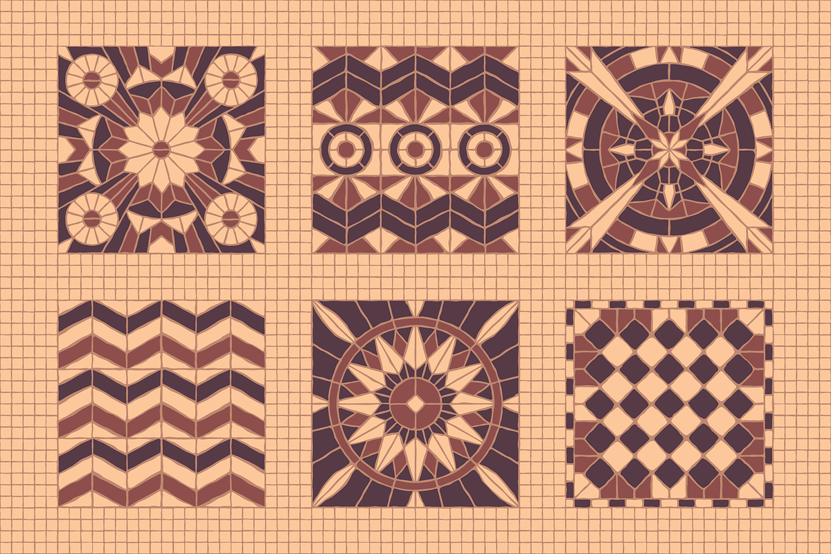30x3 VINTAGE MOSAIC PATTERNS (BROWN), a Pattern Graphic by 2DFUNS (Photo 5 of 7)