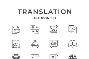 Set line icons of translation, an Outline Icon by motorama
