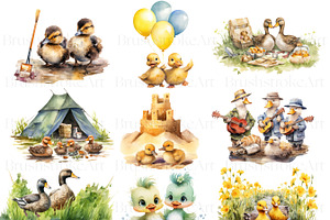 Cute Fluffy Watercolor Duckling