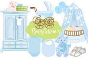 Baby Shower Baby Boy Patterns, an Illustration by Whimseez (Thumbnail 1 of 3)