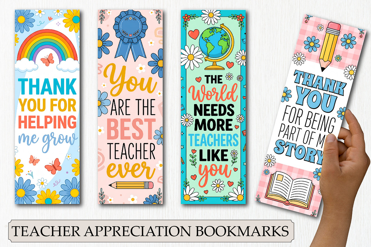 Teacher Appreciation Bookmarks, a Background Graphic by Libby Wishes (Photo 1 of 3)