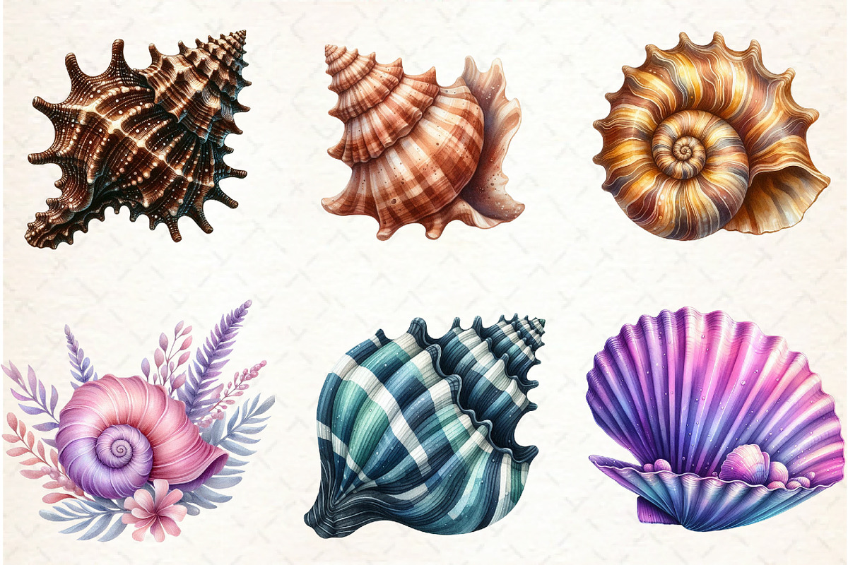 Ocean Sea Shell Sublimation Clipart, an Illustration by Libby Wishes (Photo 2 of 7)