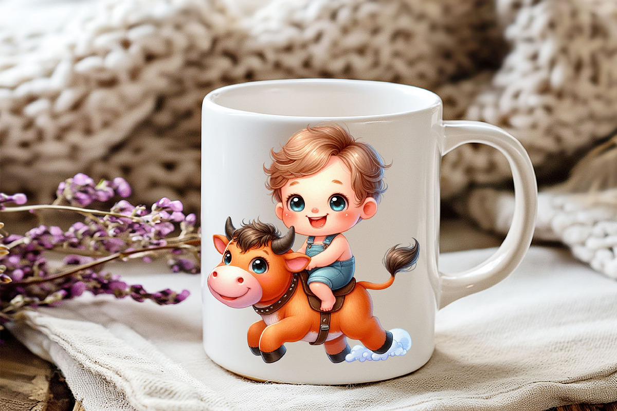 Baby Boy Cowboy Clipart, an Illustration by Watercolor design (Photo 2 of 5)