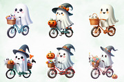 Halloween Cute Retro Ghost Clipart, an Illustration by Creative Art (Thumbnail 2 of 4)