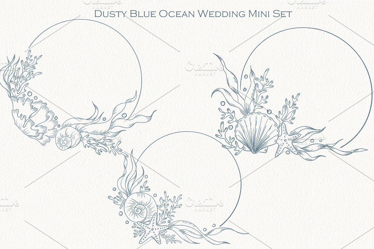 Blue Ocean Wedding Set, a Seasonal Illustration by AlenaVlasko stock Market (Photo 6 of 7)