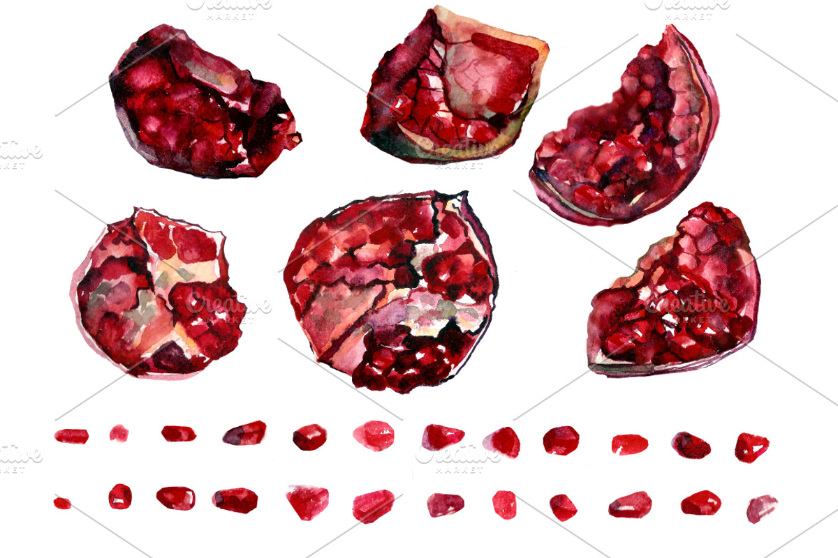 Pomegranate Watercolor, a Food Illustration by ArtOwl (Photo 5 of 6)