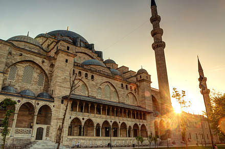 The suleymaniye mosque at sunset featuring ancient, architecture, and, an Architecture Photo by Lopatin Photo