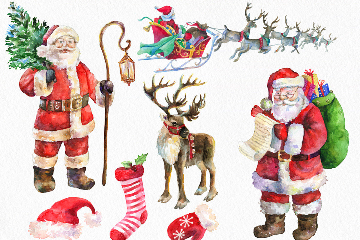 Christmas clipart. Santa clipart, an Illustration by EphrazyGraphics (Photo 2 of 2)