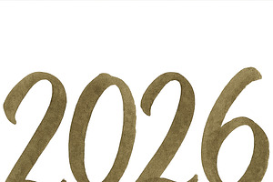 Gold 2026 year typography on transpa, an Illustration by Dvoevnore photos