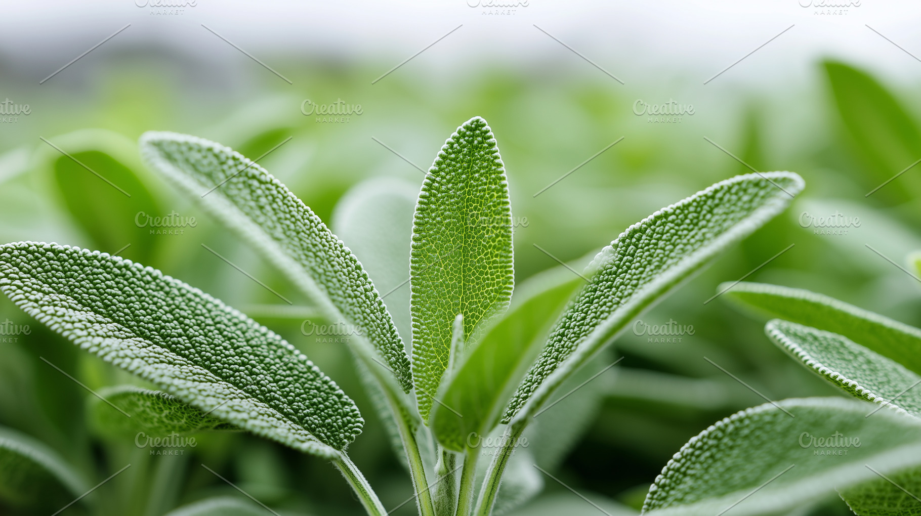 Fresh green sage leaves with texture, a Nature Photo by MistyDay