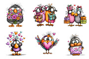 Whimsical Valentine Bird Clipart, an Illustration by CreationArt (Thumbnail 6 of 8)