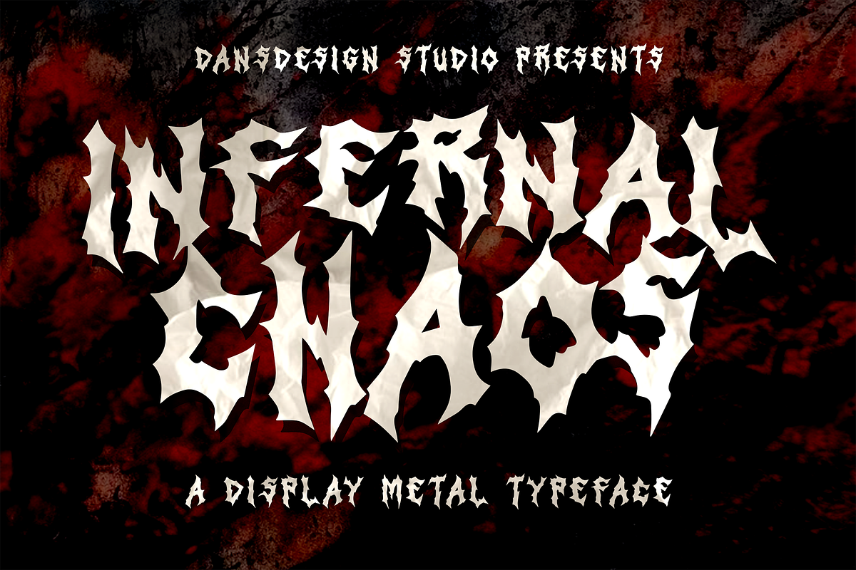 Inferal Chaos Metal Horror, a Blackletter Font by dansdesign (Photo 1 of 9)