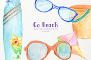 Go Beach Clipart Surfboard Kite, an Illustration by Corner Croft (Thumbnail 4 of 4)