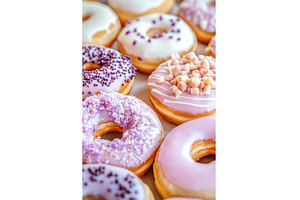 Assorted frosted donuts with, a Food & Drink Photo by Lermont51