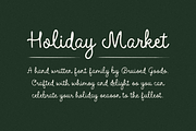 Holiday Market, a Script Font by Bruised Goods (Thumbnail 1 of 11)