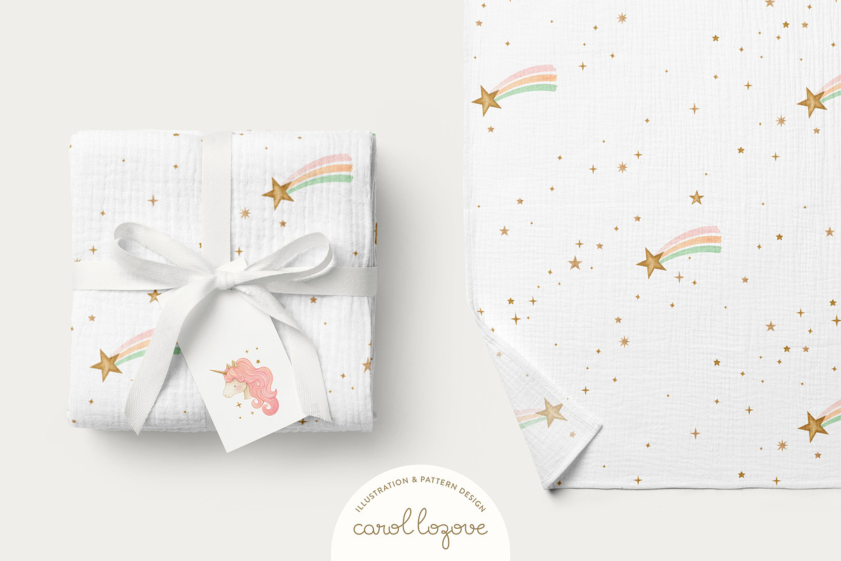 Watercolor Magic Rainbow Unicorn Set, a Decorative Illustration by Carol Lozove (Photo 70 of 74)