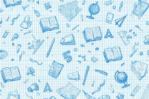 Blue Sketch School Supplies Notebook, a Photo by Pixeness Studio