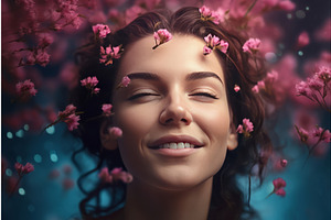 Smiling Woman In Flowers Concept