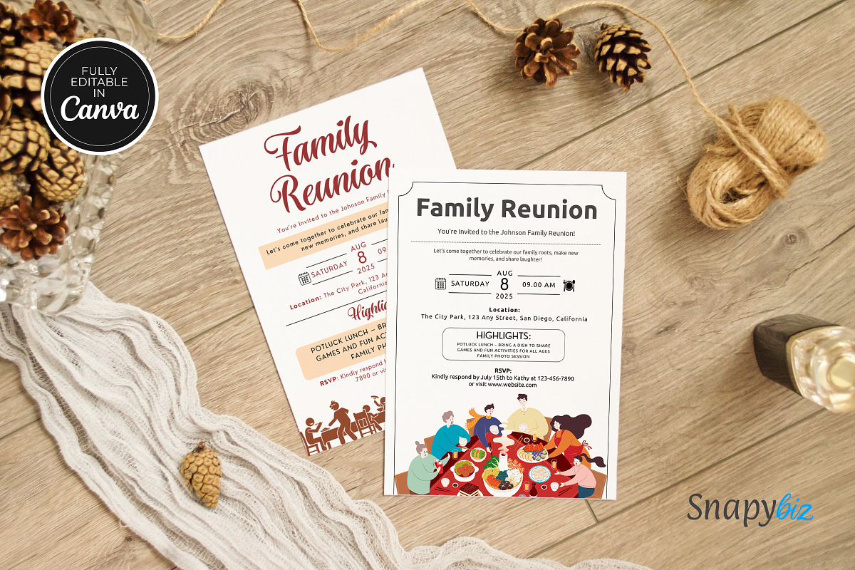 Family Reunion Invitation Canva Temp, an Invitation Template by Snapybiz (Photo 9 of 10)