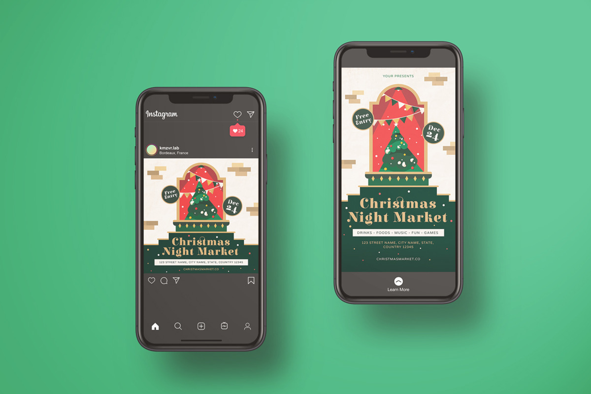 Christmas Night Market Flyer Set, a Flyer Template by KMZVR.Lab (Photo 4 of 6)
