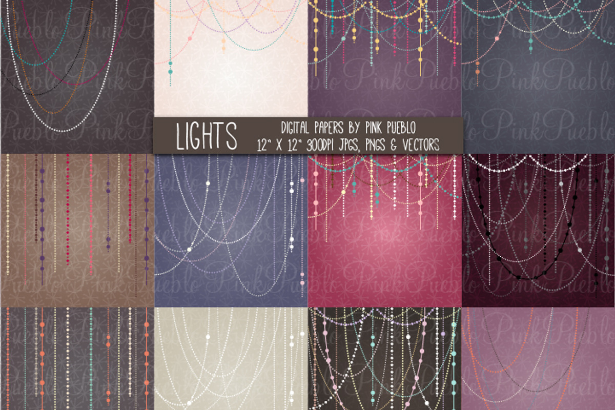 Holiday Lights Papers or Backgrounds preview 2
