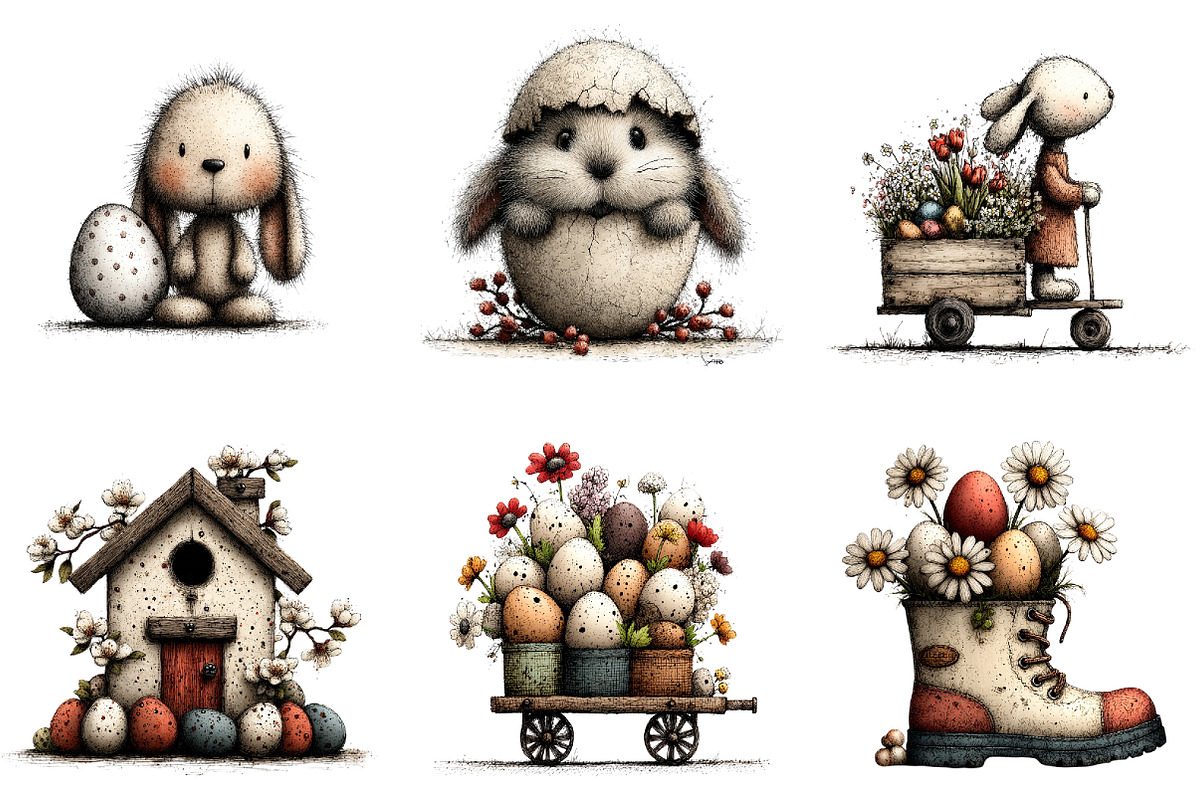 Whimsical Bunny Easter Clipart, an Illustration by Sublimation Artist (Photo 7 of 7)