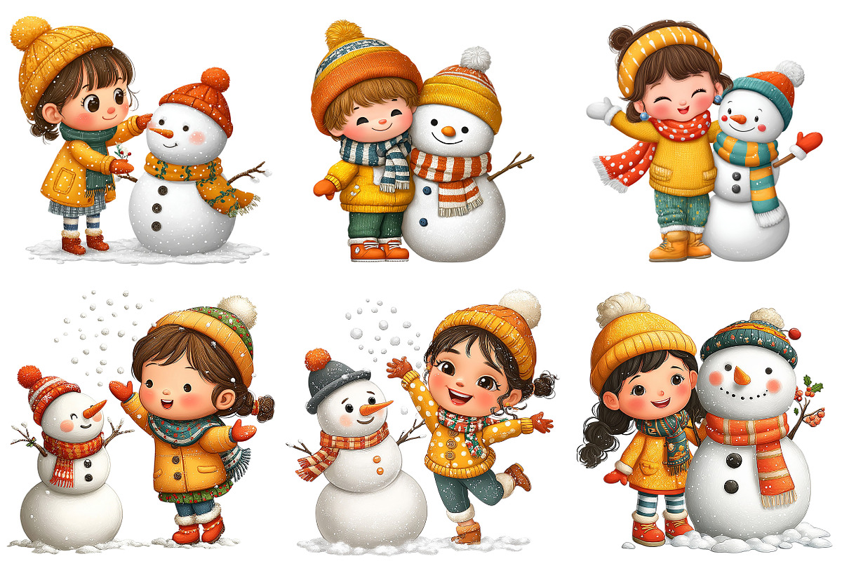 Christmas Girl with Snowman PNG, an Illustration by Craft Nest (Photo 9 of 11)