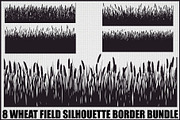 Rustic Wheat Field Vector Borders, an Illustration by hafijul (Thumbnail 1 of 9)