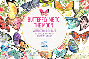 Butterfly BUNDLE 90 Watercolor PNG