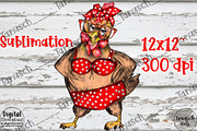 Chicken Lady Sublimation, an Animal Illustration by TanuschArts (Thumbnail 1 of 2)