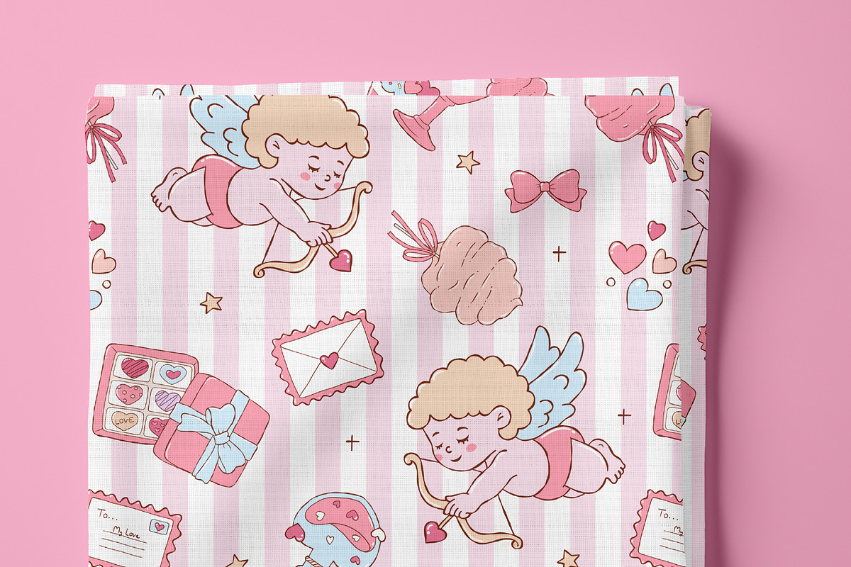 Valentine Cupid Seamless Pattern, a Seasonal Illustration by TitaLivingArt (Photo 2 of 8)