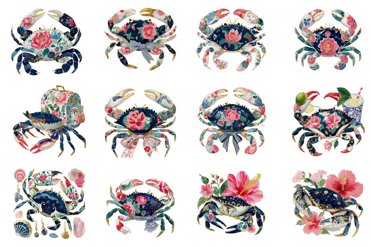 Preppy Summer Crab PNG Clipart, a Seasonal Illustration by Dream Creation (Photo 2 of 8)