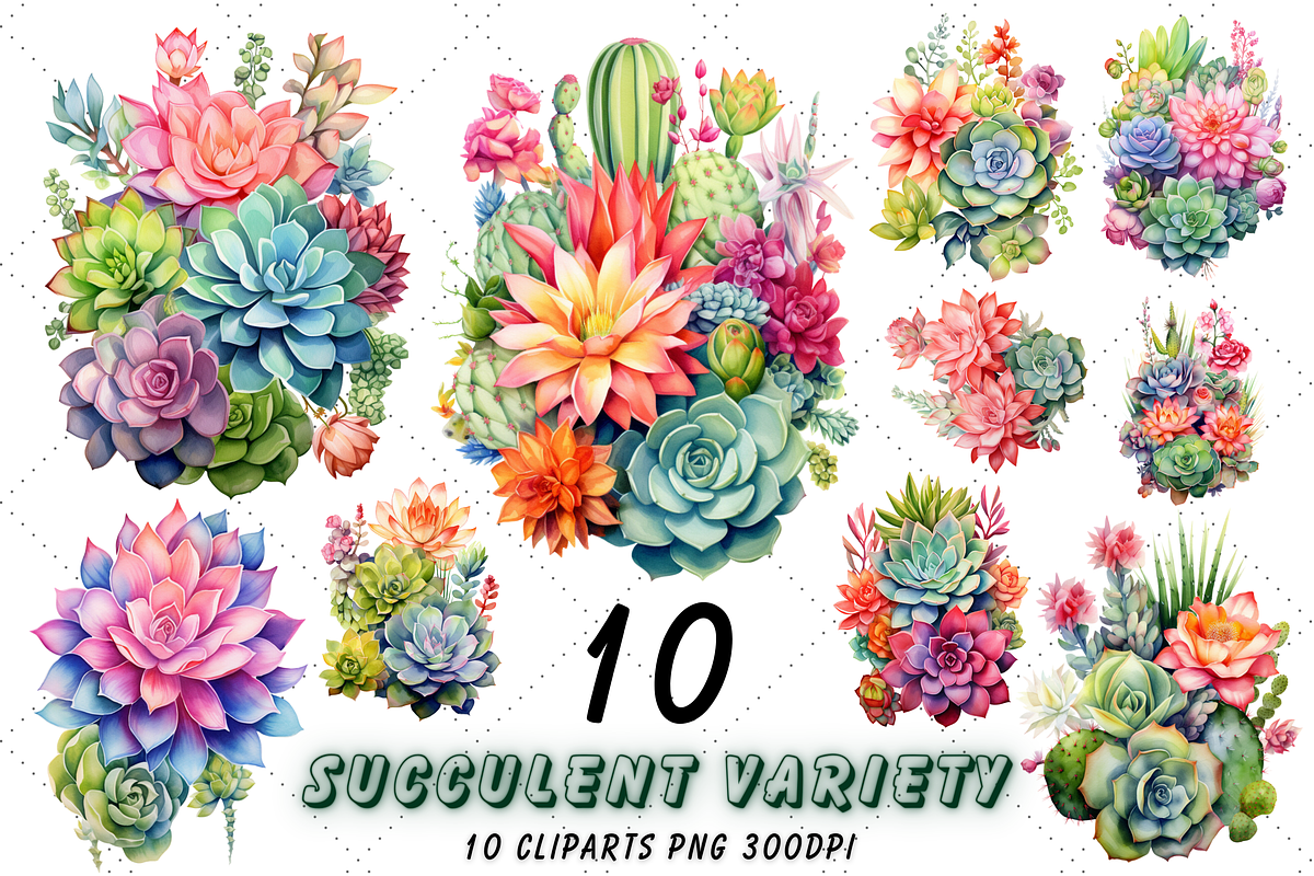 Succulent Variety Sublimation Art, an Illustration by FloridPrintables (Photo 1 of 7)