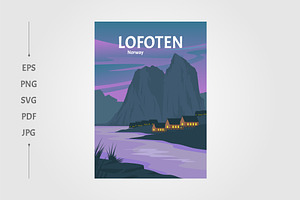lofoten norway poster vintage, a Wallpaper Graphic by lawoel