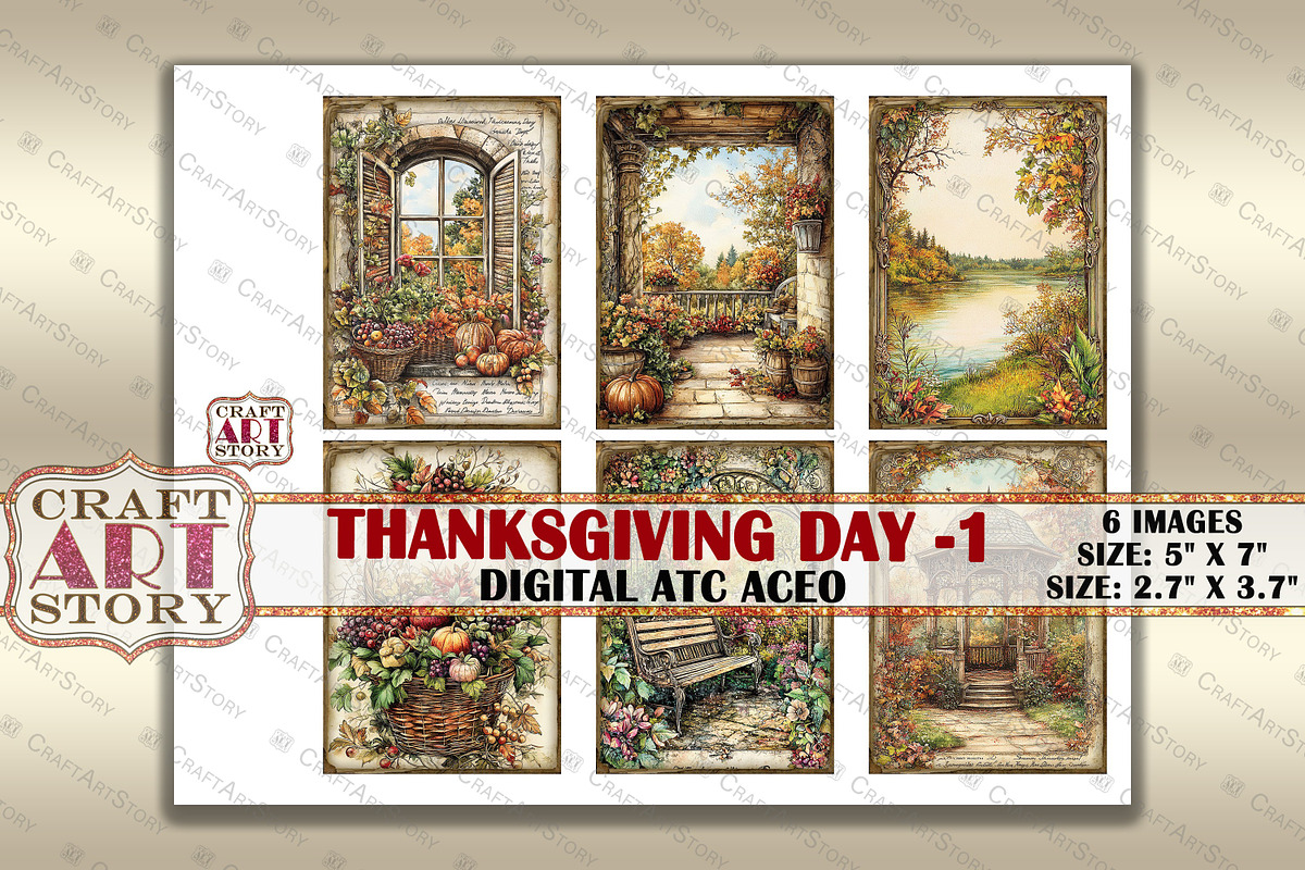 Thanksgiving day-1 picture collage, a Seasonal Illustration by CraftArtStory (Photo 2 of 3)