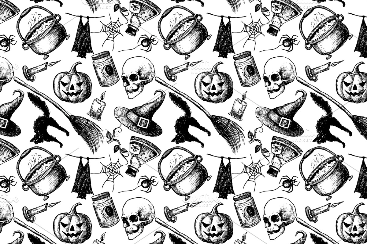 Halloween. Hand Drawn Vintage Set, a Graphic by Epine (Photo 3 of 4)