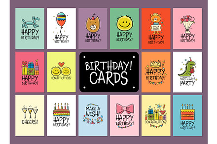 Birthday cards collection, an Object Graphic by Kudryashka