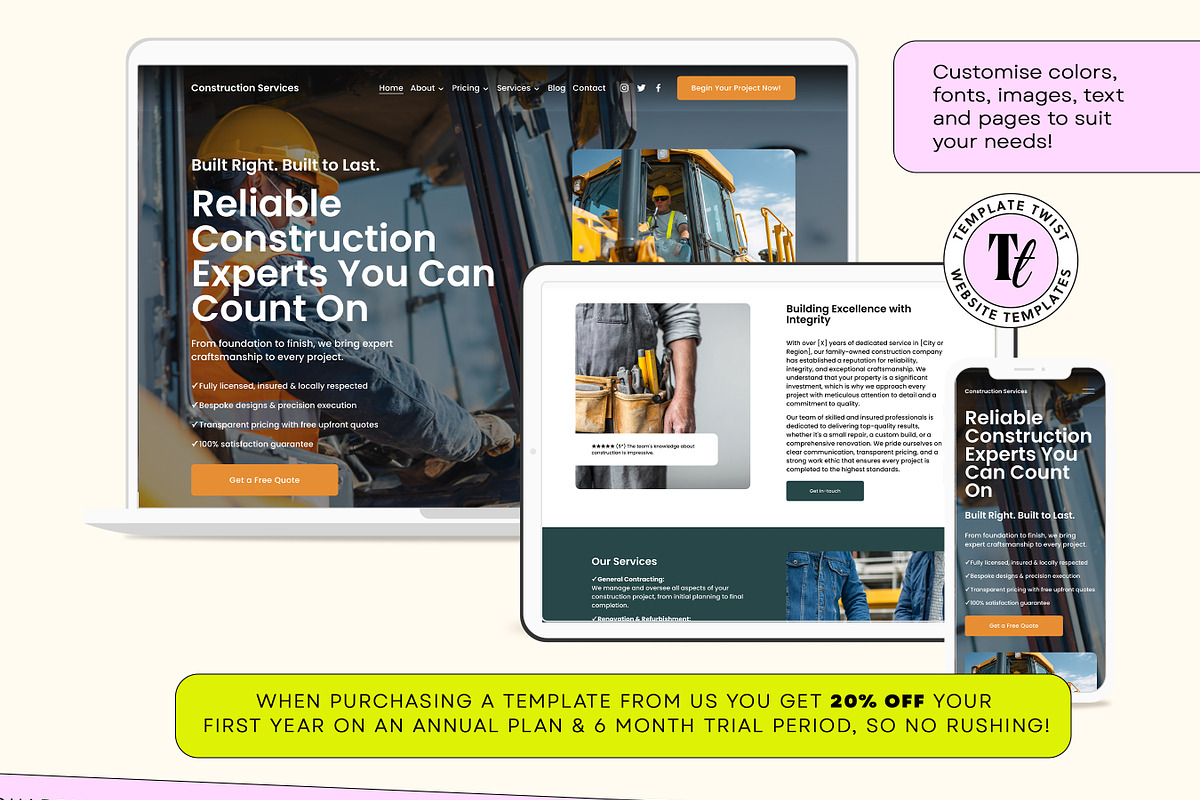 Construction Squarespace Template preview 7