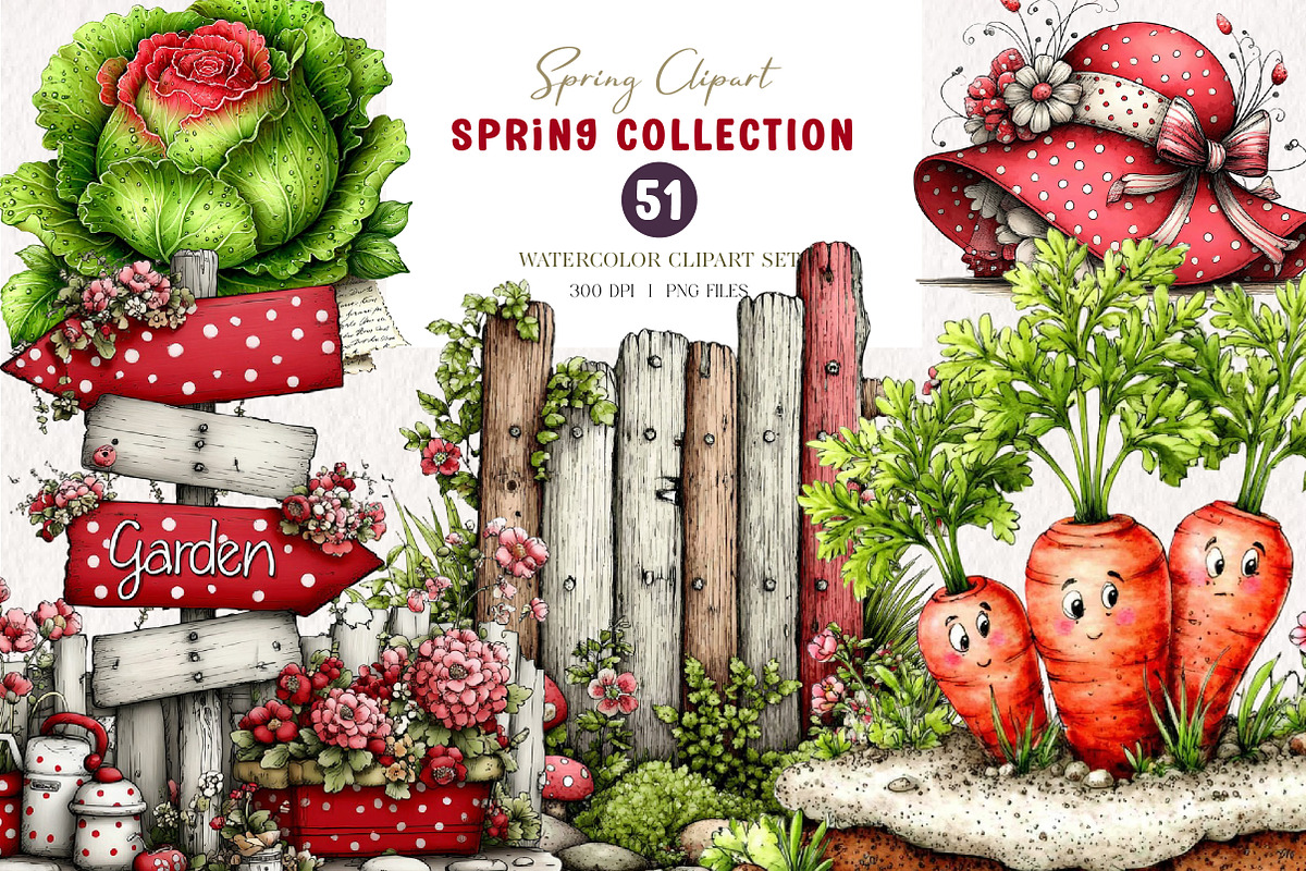 Watercolor Spring Clipart, an Illustration by CreationArt (Photo 1 of 7)