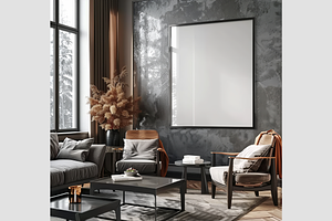 Mockup frame in modern grey room, an Architecture Photo by GFXCity
