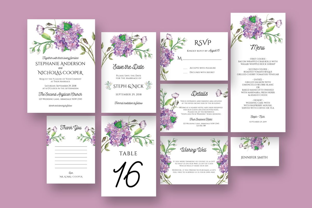Hydrangea Wedding Invitation Suite, an Invitation Template by Inkpower (Photo 1 of 2)