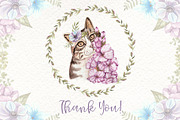 Watercolor Cats and Flowers, an Animal Illustration by TanataDesign (Thumbnail 9 of 9)