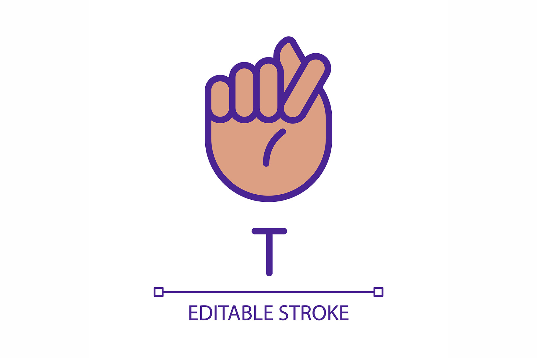 Letter T sign in ASL pixel perfect R, an Outline Icon by IMG Visuals